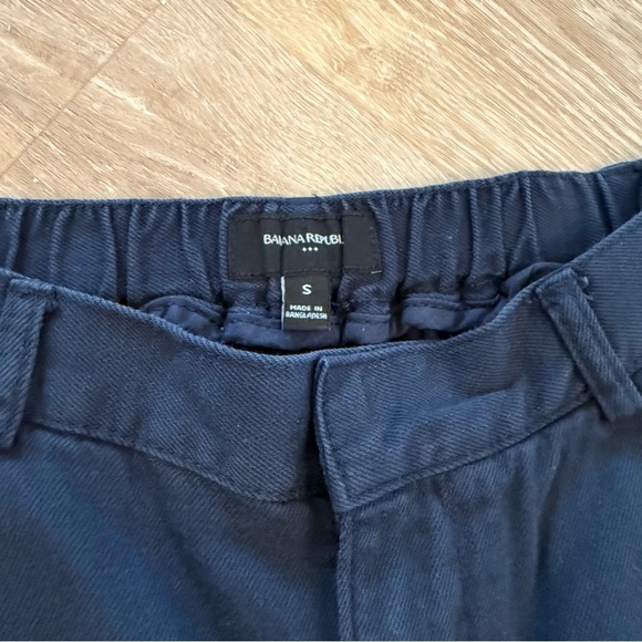 Banana Republic Navy Blue Denim Wide Leg Crop Trouser Elastic Waist Pants Small - Picture 6 of 11